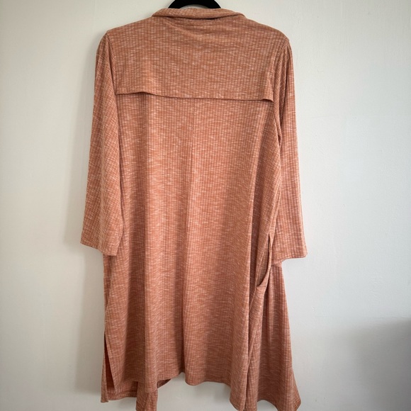 B Collection by Bobeau Ellen Waterfall Ribbed Cardi Orange Ribbed Medium - Picture 5 of 8